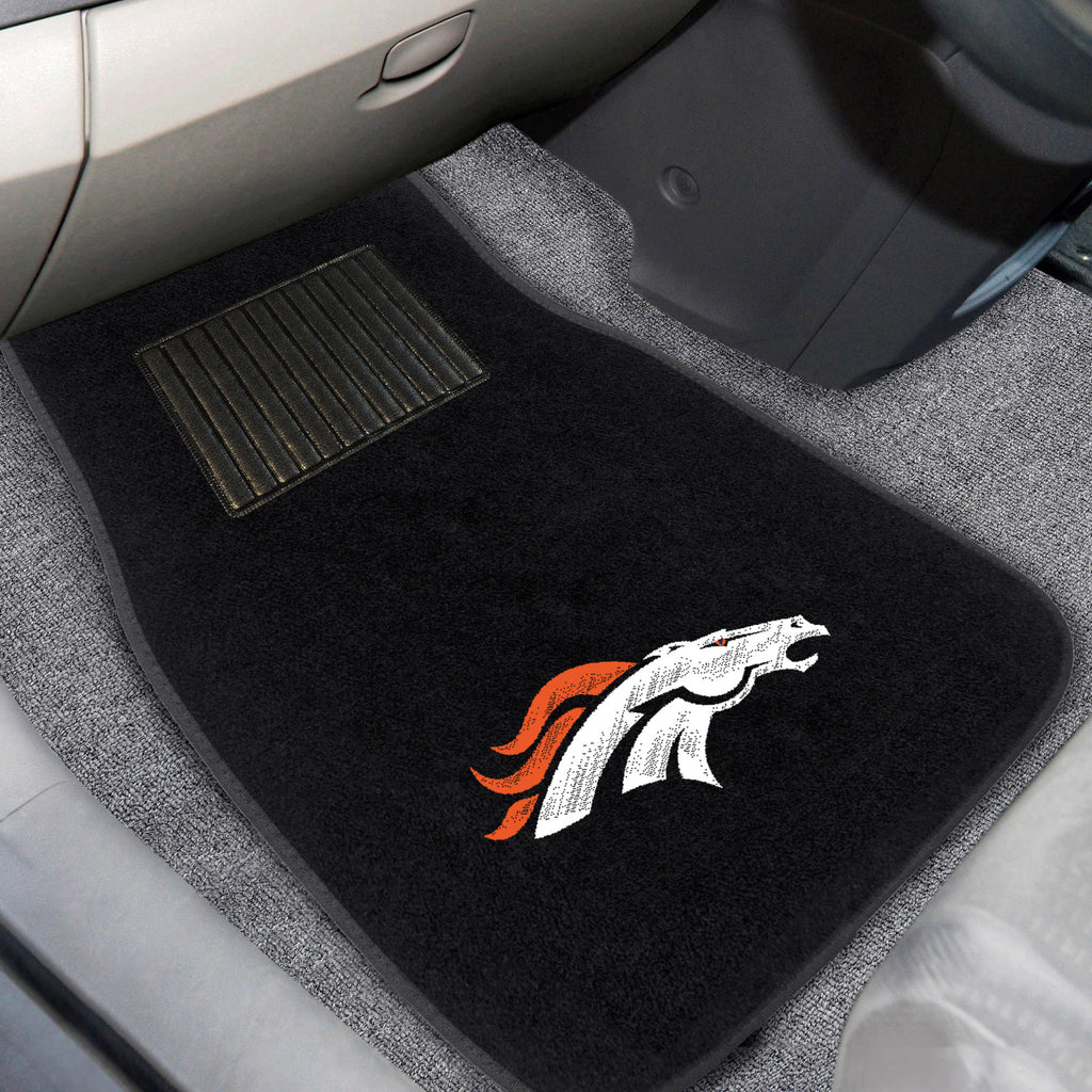 Denver Broncos Embroidered Car Mat Set - 2 Pieces