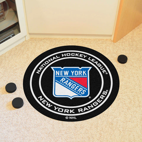 New York Rangers Hockey Puck Rug - 27in. Diameter