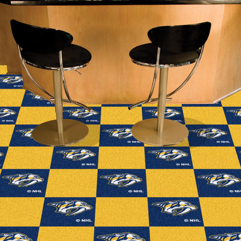 Nashville Predators Team Carpet Tiles - 45 Sq Ft. Logo on Blue