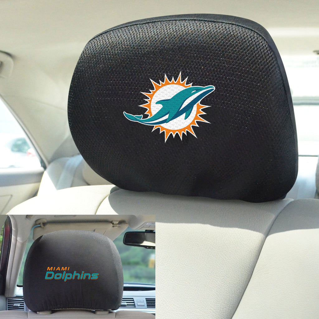 Miami Dolphins Embroidered Head Rest Cover Set - 2 Pieces