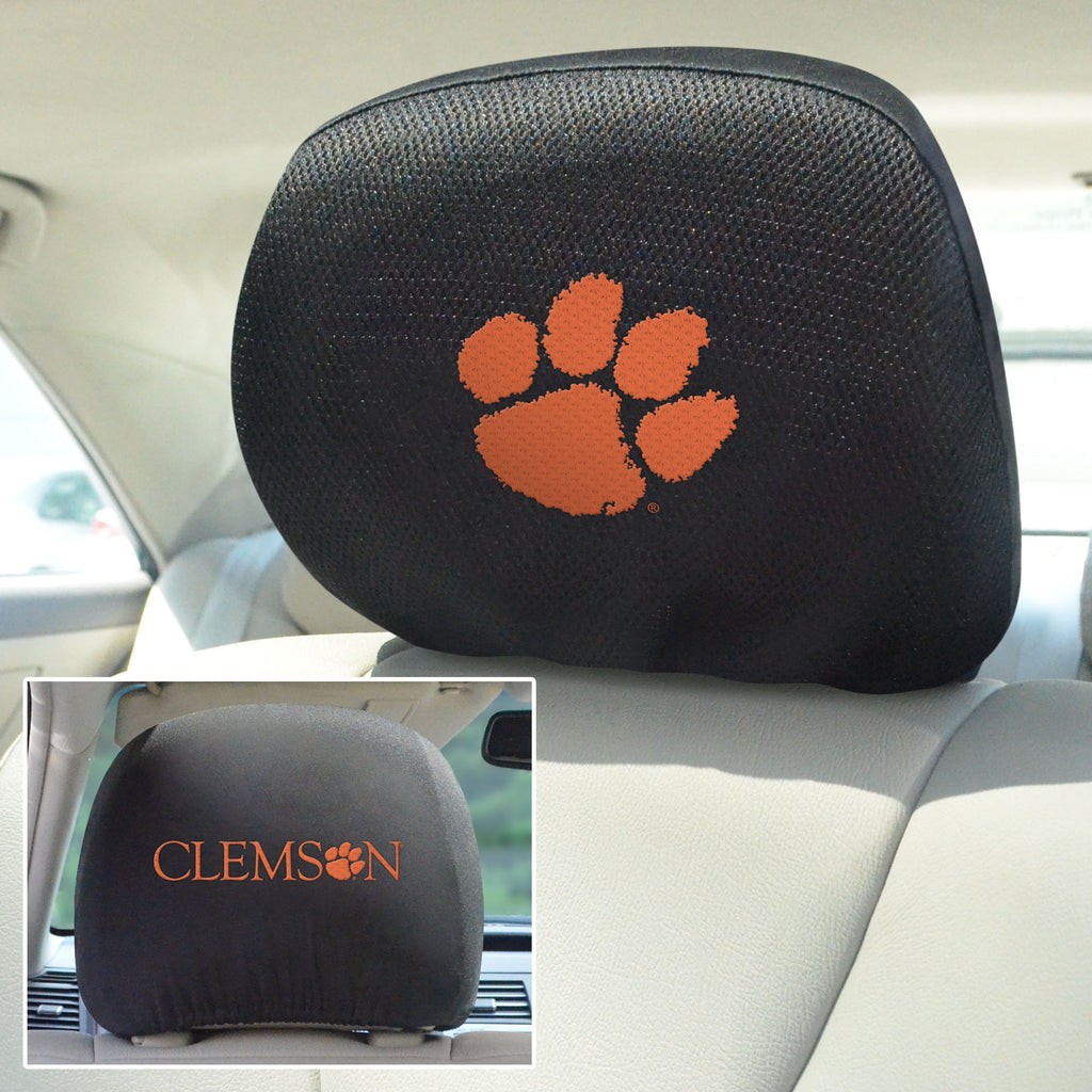 Clemson Tigers Embroidered Head Rest Cover Set - 2 Pieces