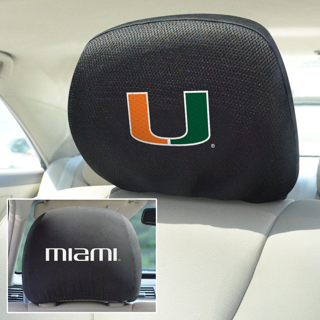 Miami Hurricanes Embroidered Head Rest Cover Set - 2 Pieces