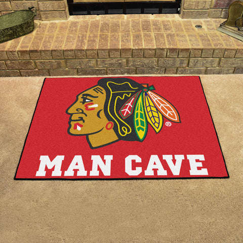 Chicago Blackhawks Man Cave All-Star Rug - 34 in. x 42.5 in.