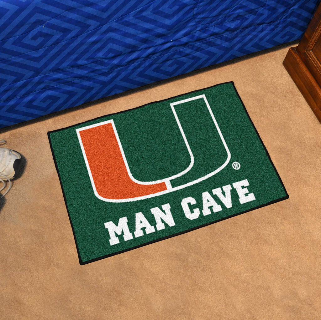 Miami Hurricanes Man Cave Starter Mat Accent Rug - 19in. x 30in.