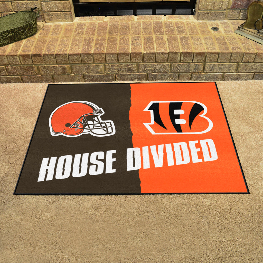 NFL House Divided - Bengals / Browns Rug