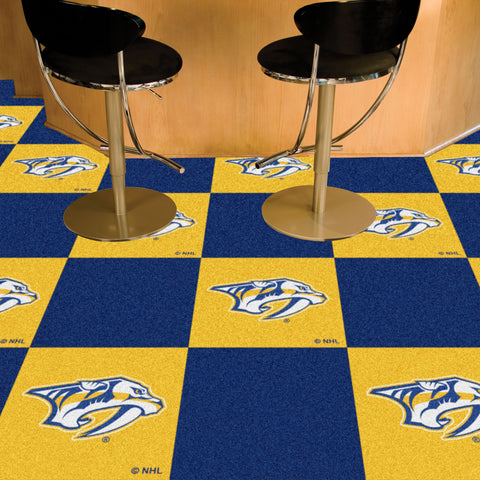 Nashville Predators Team Carpet Tiles - 45 Sq Ft. Logo on Yellow
