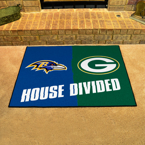 NFL House Divided - Ravens / Packers Rug 34 in. x 42.5 in.