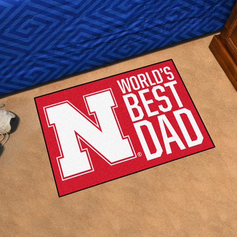 Nebraska Cornhuskers Starter Mat Accent Rug - 19in. x 30in. World's Best Dad Starter Mat