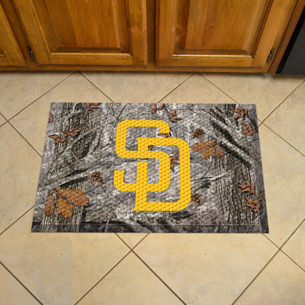 San Diego Padres Rubber Scraper Door Mat Camo, Yellow SD Logo