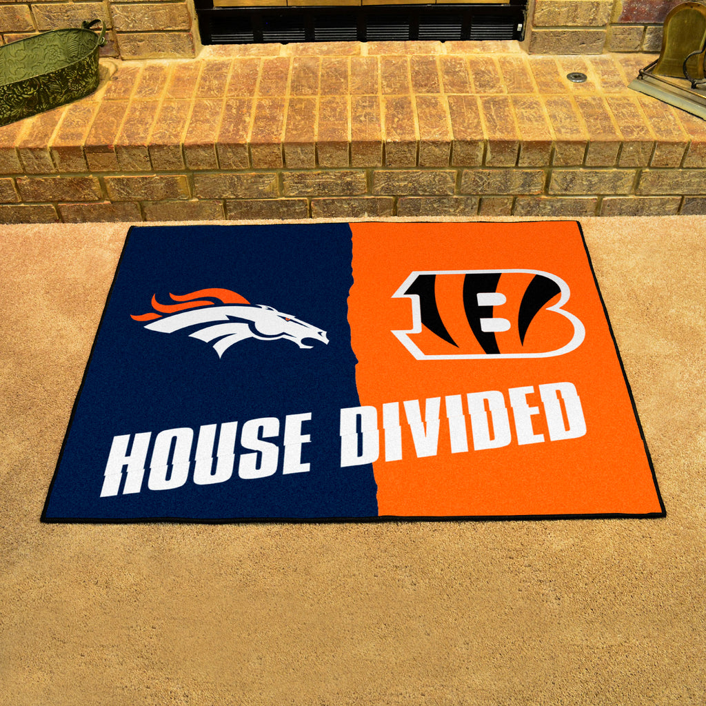NFL House Divided - Broncos / Bengals Rug 34 in. x 42.5 in.