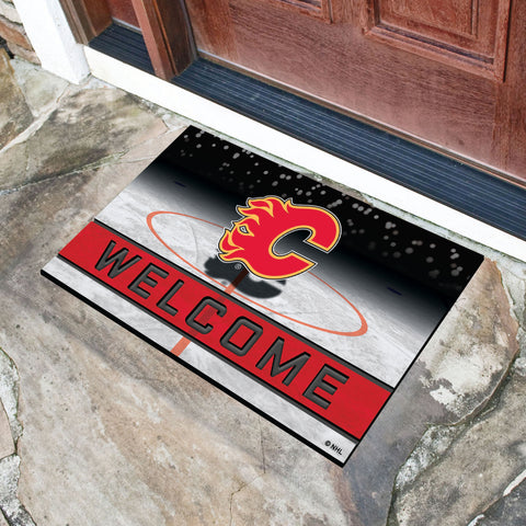 Calgary Flames Rubber Door Mat - 18in. x 30in.
