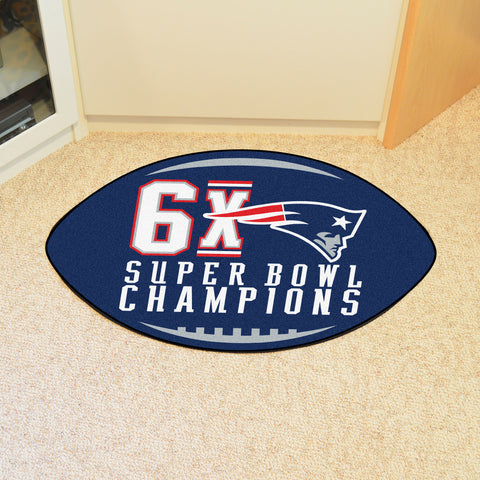 New England Patriots "6X Super Bowl Champions" Logo  Football Rug - 20.5in. x 32.5in.