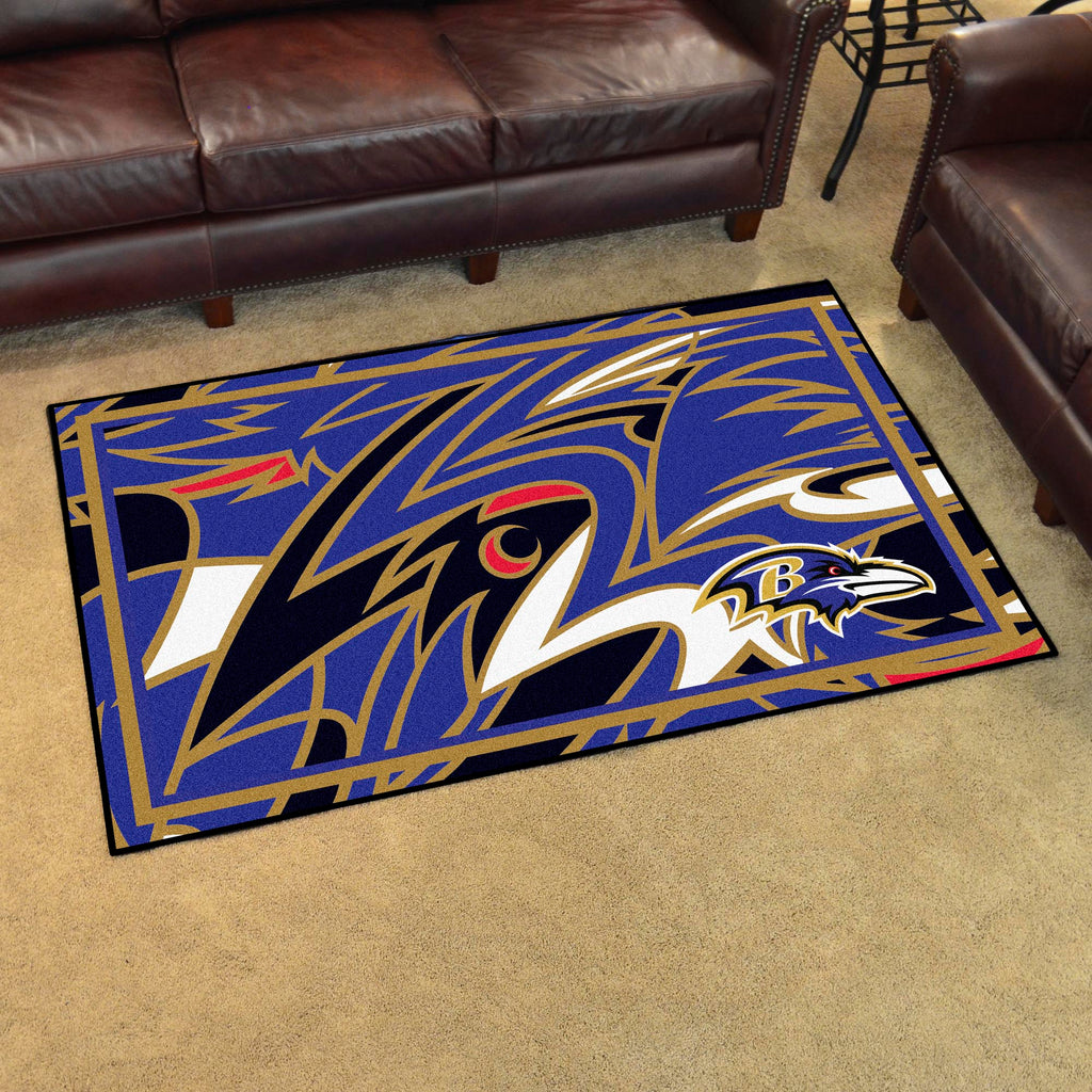 Baltimore Ravens 4ft. x 6ft. Plush Area Rug XFIT Design