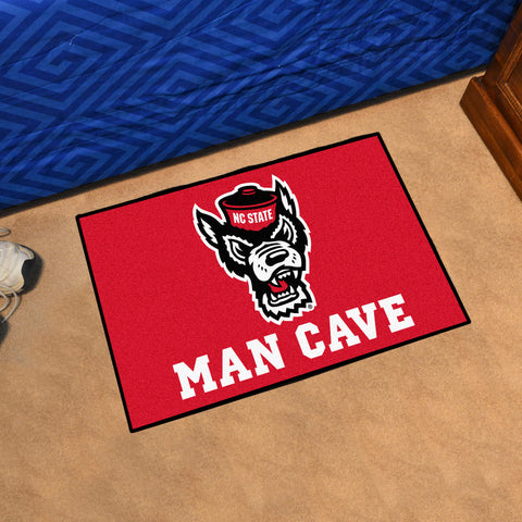 NC State Wolfpack Man Cave Starter Mat Accent Rug - 19in. x 30in., Wolf Logo