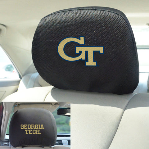 Georgia Tech Yellow Jackets Embroidered Head Rest Cover Set - 2 Pieces