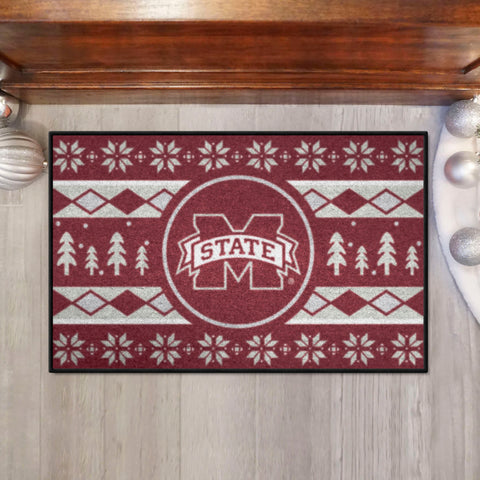 Mississippi State Bulldogs Holiday Sweater Starter Mat Accent Rug - 19in. x 30in.