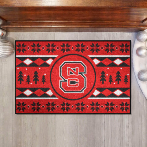 NC State Wolfpack Holiday Sweater Starter Mat Accent Rug - 19in. x 30in.