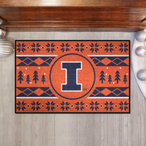 Illinois Illini Holiday Sweater Starter Mat Accent Rug - 19in. x 30in.