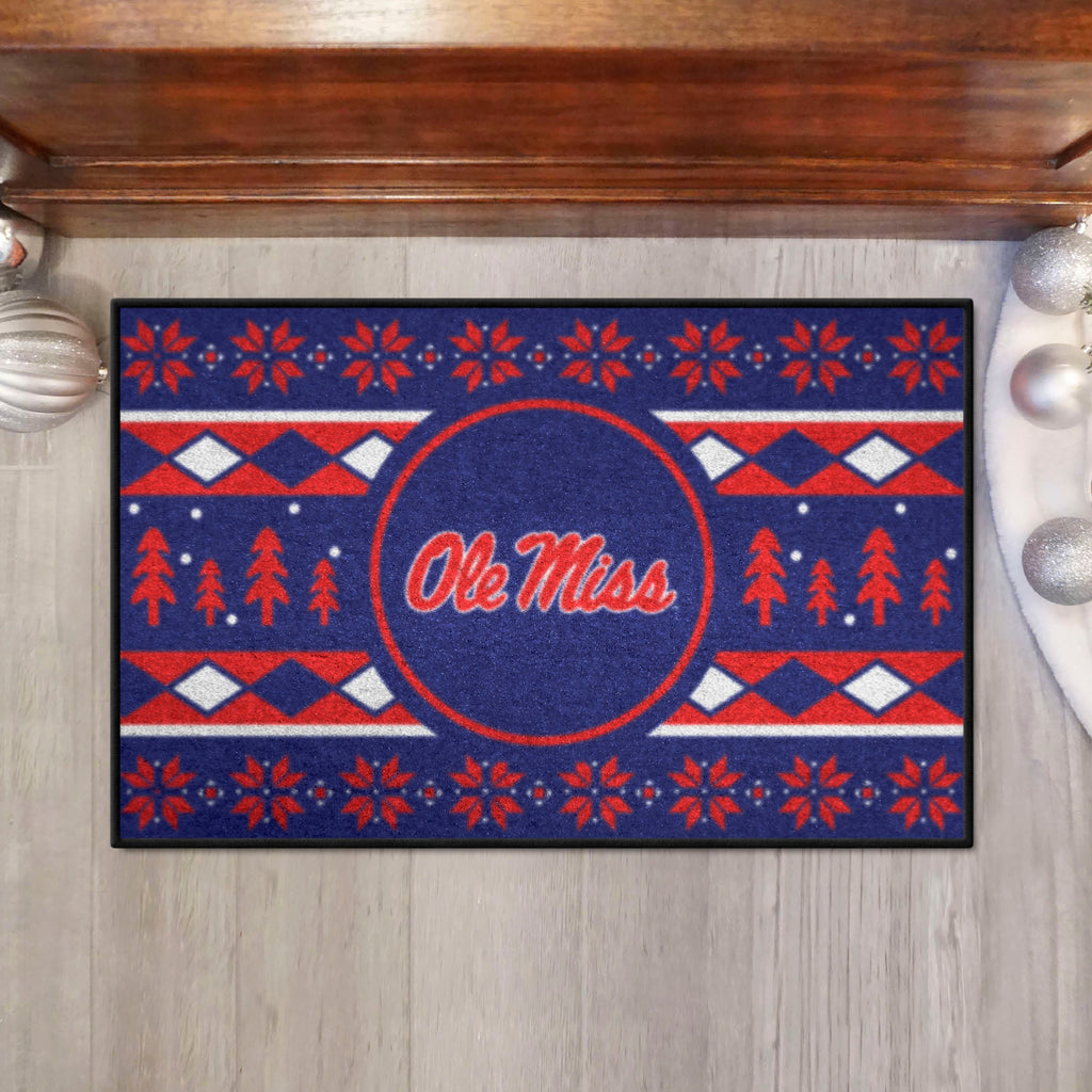 Ole Miss Rebels Holiday Sweater Starter Mat Accent Rug - 19in. x 30in.