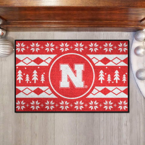 Nebraska Cornhuskers Holiday Sweater Starter Mat Accent Rug - 19in. x 30in.