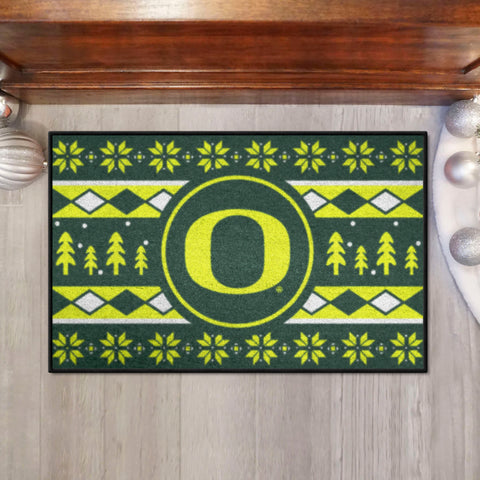 Oregon Ducks Holiday Sweater Starter Mat Accent Rug - 19in. x 30in.