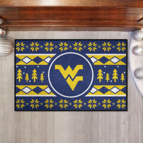 West Virginia Mountaineers Holiday Sweater Starter Mat Accent Rug - 19in. x 30in.