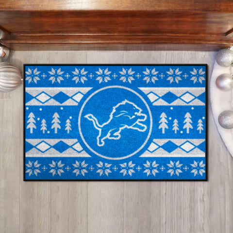 Detroit Lions Holiday Sweater Starter Mat Accent Rug - 19in. x 30in.