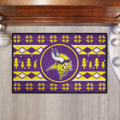 Minnesota Vikings Holiday Sweater Starter Mat Accent Rug - 19in. x 30in.
