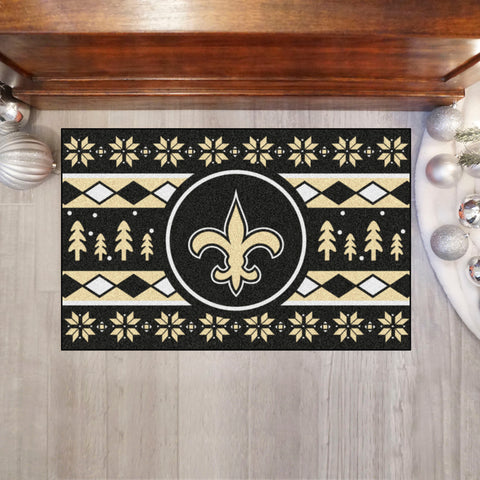New Orleans Saints Holiday Sweater Starter Mat Accent Rug - 19in. x 30in.