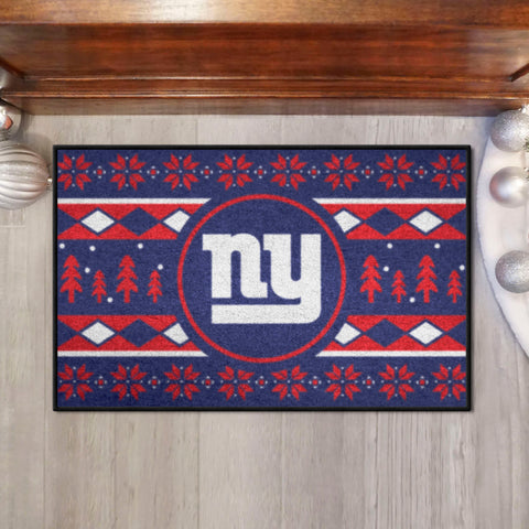 New York Giants Holiday Sweater Starter Mat Accent Rug - 19in. x 30in.