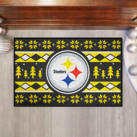 Pittsburgh Steelers Holiday Sweater Starter Mat Accent Rug - 19in. x 30in.