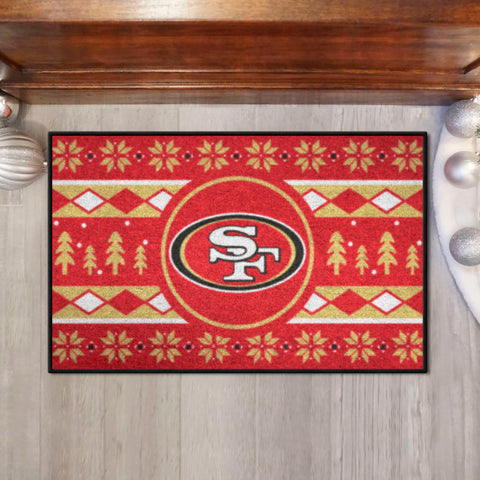 San Francisco 49ers Holiday Sweater Starter Mat Accent Rug - 19in. x 30in.