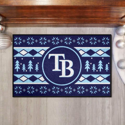 Tampa Bay Rays Holiday Sweater Starter Mat Accent Rug - 19in. x 30in.