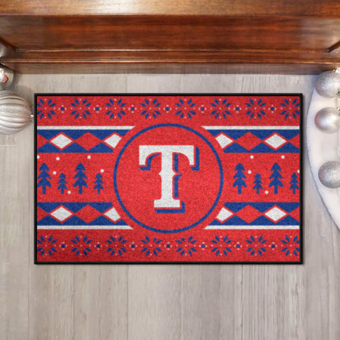 Texas Rangers Holiday Sweater Starter Mat Accent Rug - 19in. x 30in.