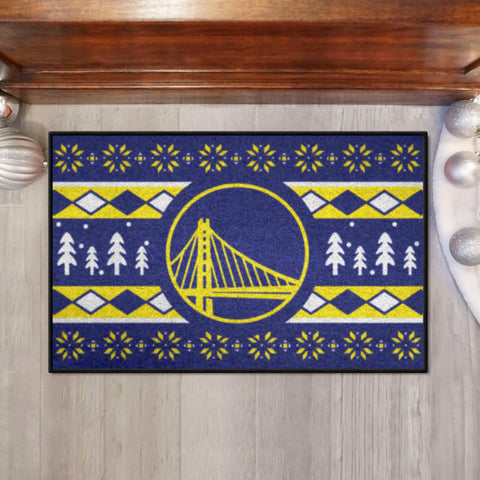 Golden State Warriors Holiday Sweater Starter Mat Accent Rug - 19in. x 30in.