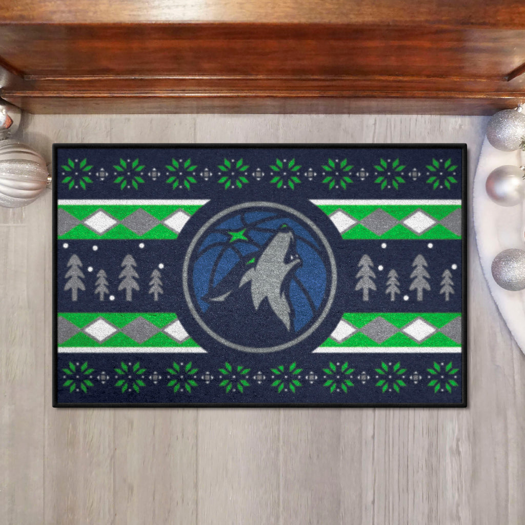 Minnesota Timberwolves Holiday Sweater Starter Mat Accent Rug - 19in. x 30in.