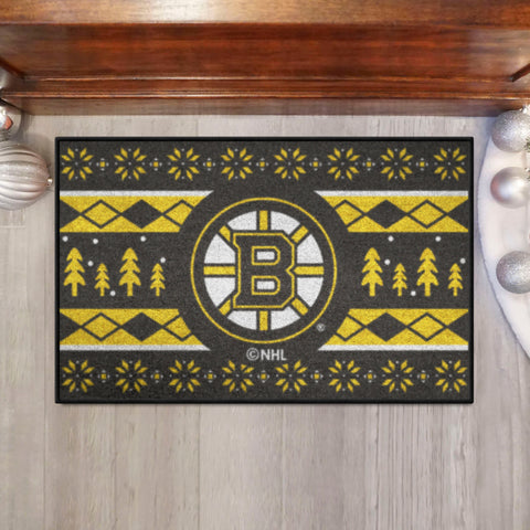 Boston Bruins Holiday Sweater Starter Mat Accent Rug - 19in. x 30in.