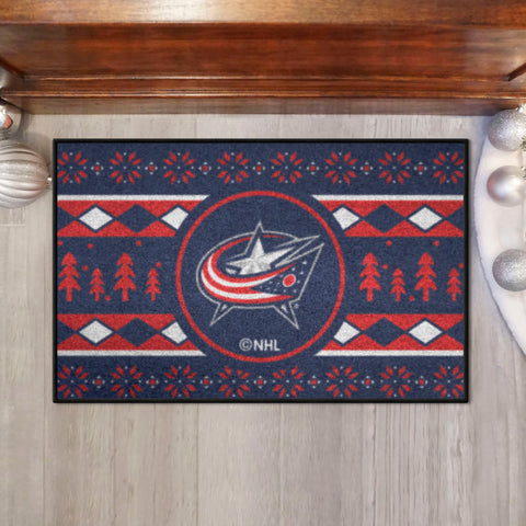 Columbus Blue Jackets Holiday Sweater Starter Mat Accent Rug - 19in. x 30in.