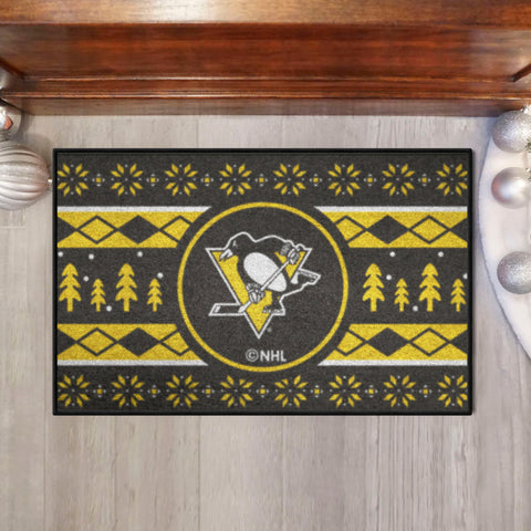 Pittsburgh Penguins Holiday Sweater Starter Mat Accent Rug - 19in. x 30in.