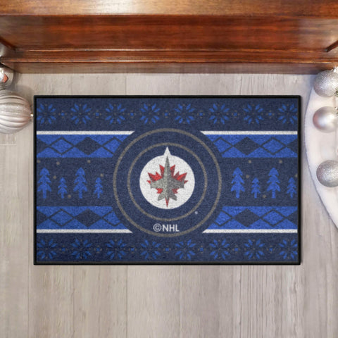 Winnipeg Jets Holiday Sweater Starter Mat Accent Rug - 19in. x 30in.