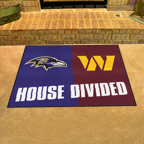 NFL House Divided - Ravens / Commanders Rug 34 in. x 42.5 in.