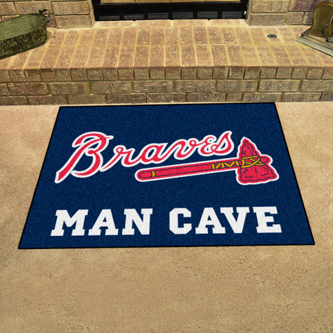Atlanta Braves "Braves" Script Logo Man Cave All-Star Rug - 34 in. x 42.5 in.