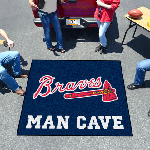 Atlanta Braves "Braves" Script Logo Man Cave Tailgater Rug - 5ft. x 6ft.