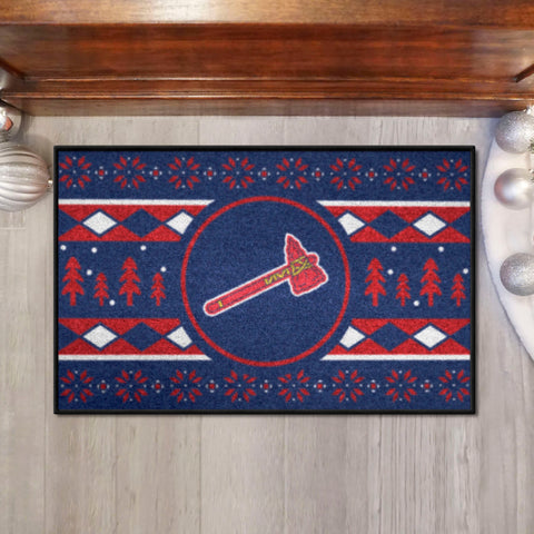 Atlanta Braves Holiday Sweater Starter Mat Accent Rug - 19in. x 30in.