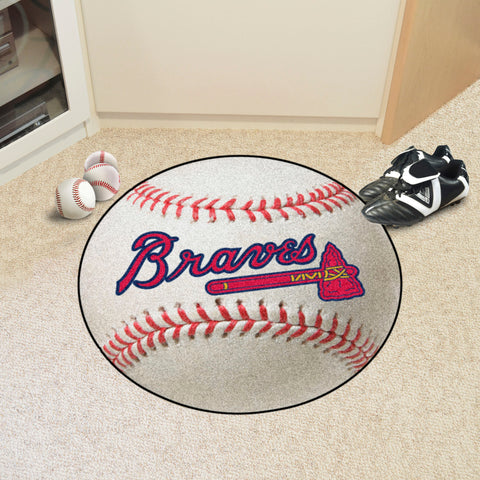 Atlanta Braves "Braves" Script Logo Baseball Rug - 27in. Diameter