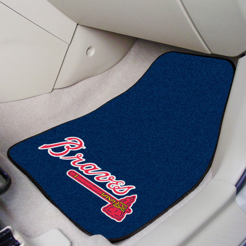 Atlanta Braves "Braves" Script Logo Front Carpet Car Mat Set - 2 Pieces