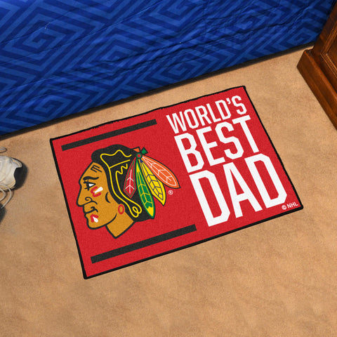 Chicago Blackhawks Starter Mat Accent Rug - 19in. x 30in. World's Best Dad Starter Mat