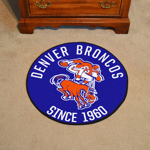 Denver Broncos Roundel Rug - 27in. Diameter, NFL Vintage