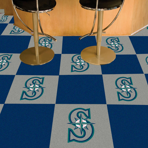 Seattle Mariners Team Carpet Tiles - 45 Sq Ft. Gray & Blue