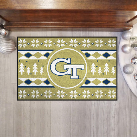 Georgia Tech Yellow Jackets Holiday Sweater Starter Mat Accent Rug - 19in. x 30in.